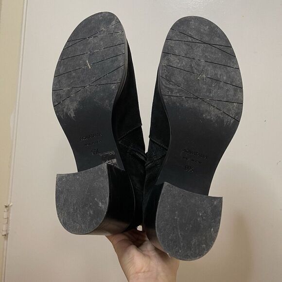 Aquatalia Black suede leather chunk heel ankle boots size US 9.5 - Picture 8 of 9